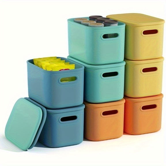 8pcs Stackable Waterproof Storage Boxes with Lids