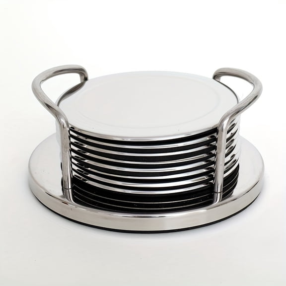 8pcs Stainless Steel Coasters with Metallic Finish - Durable, Heat-Resistant, Hand-Wash Only - Ideal for Bars, Parties, and Home Decor - Perfect for Christmas, Halloween, St. Patrick'S Day