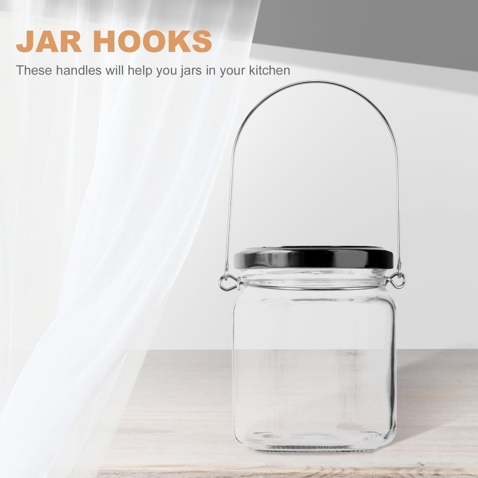 Stainless Steel Wire Handles For Wide Mouth Mason Jars - 6 Pack, Rust-Resistant