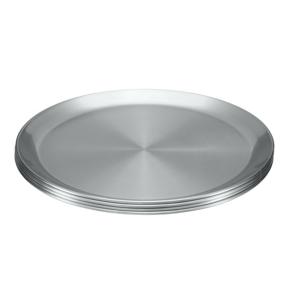 8pcs Stainless Steel Plates 10 Inch Dinner Plate for Main Dishes, Silver Tone