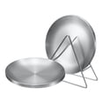 thumbnail image 1 of 8pcs Stainless Steel Plates with Triangle Stand 6.7 Inch Dinner Plate, Silver Tone, 1 of 6