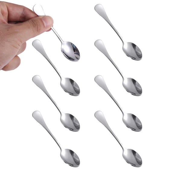 8pcs Stainless Steel Tiny Seasoning Spoons, 3.54in Small Condiment Scoop Demitasse Espresso Spoon Mini Tea Spoon Little Teaspoons for Appetizer Jars Sugar Honey & Seasoning Dispensing (Silver)