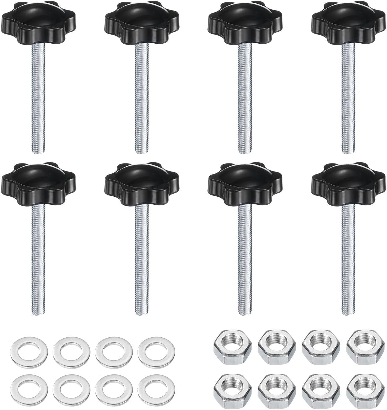 8pcs Star Clamping Knobs with Nuts Washers, M6 x 55mm Metric Zinc ...