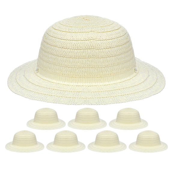 8pcs Straw Hats For Kids Diy Painting: Art Craft Supplies Decorating - Blank Graffiti Caps For Birthday Party Favors School Activities
