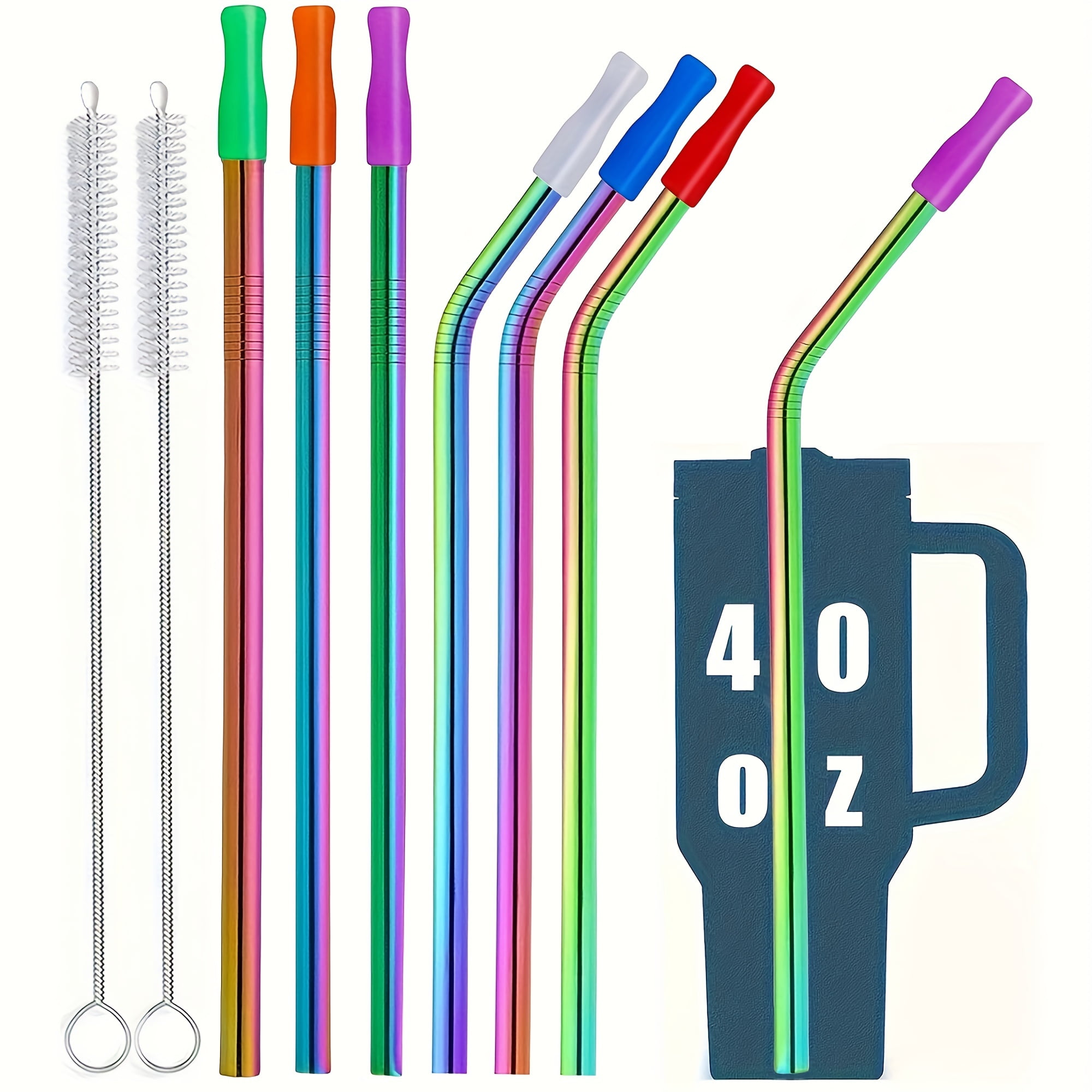 8pcs Straw, Meta Straws For 40 OZ Car Cups Travel Tumbler, 12.4''x8 MM ...