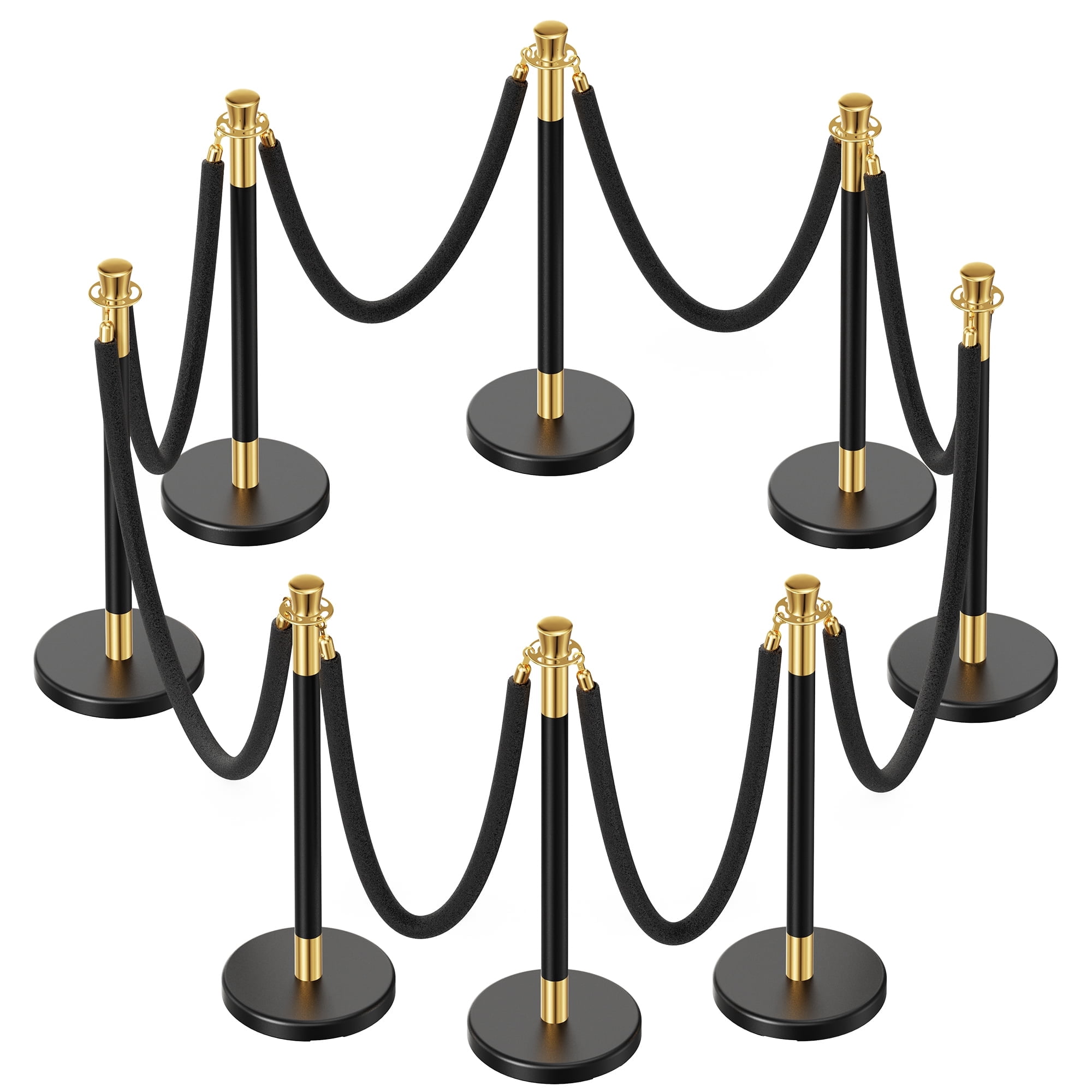 8pcs Sturdy Stanchion Posts, 8pcs High Quality Black Velvet Ropes ...