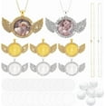 thumbnail image 1 of 8pcs Sublimation Rhinestone Necklace Blank Angel Wing Bezel Pendant Trays golden Silver Necklace Blank with Chain for DIY Necklace Making Cameo Photo Jewelry Craft, 1 of 6