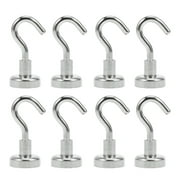 8pcs Super Strong Heavy Duty Ndfeb Hook Household Magnetic Hooks for Home Kitchen (Silver)