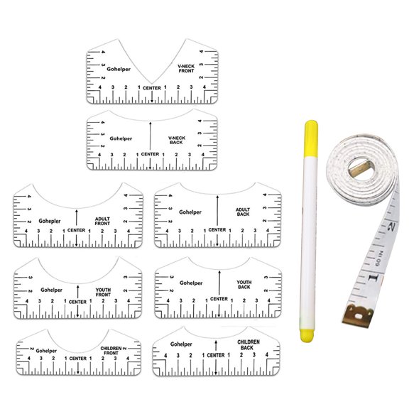 8pcs T-Shirt Alignment Ruler Guide Tool to Center Designs for Vinyl Placement Sublimation Heat Press for Adult Youth