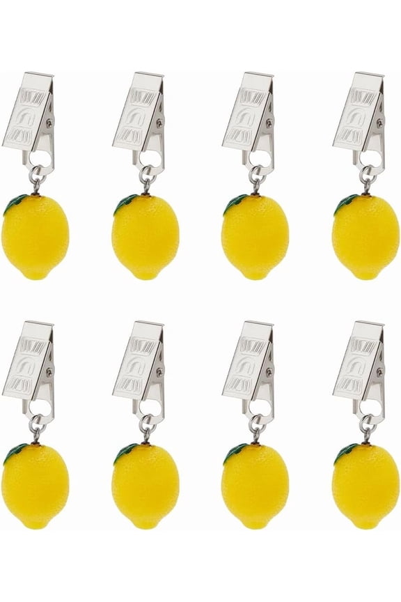 8pcs Tablecloth Weights Hangers Lemon Shaped Table Cover Weight Clips Table Cloth Weights with Clips Lemon Pendant Tablecloth Weights Gold