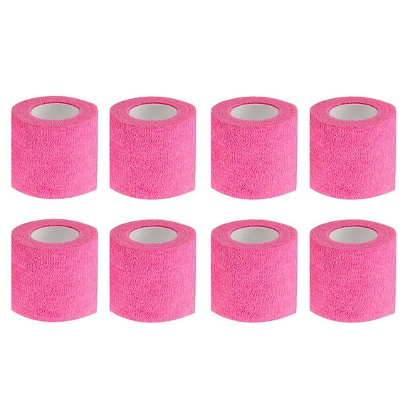 8pcs Tattoo Grip Tape Phosphor Pink, 2.95"x 5Yards Disposable Cohesive Tattoo Grip Cover Wrap Elastic Bandage Handle Grip Tube for Tattoo Machine Tattoo Grip Accessories