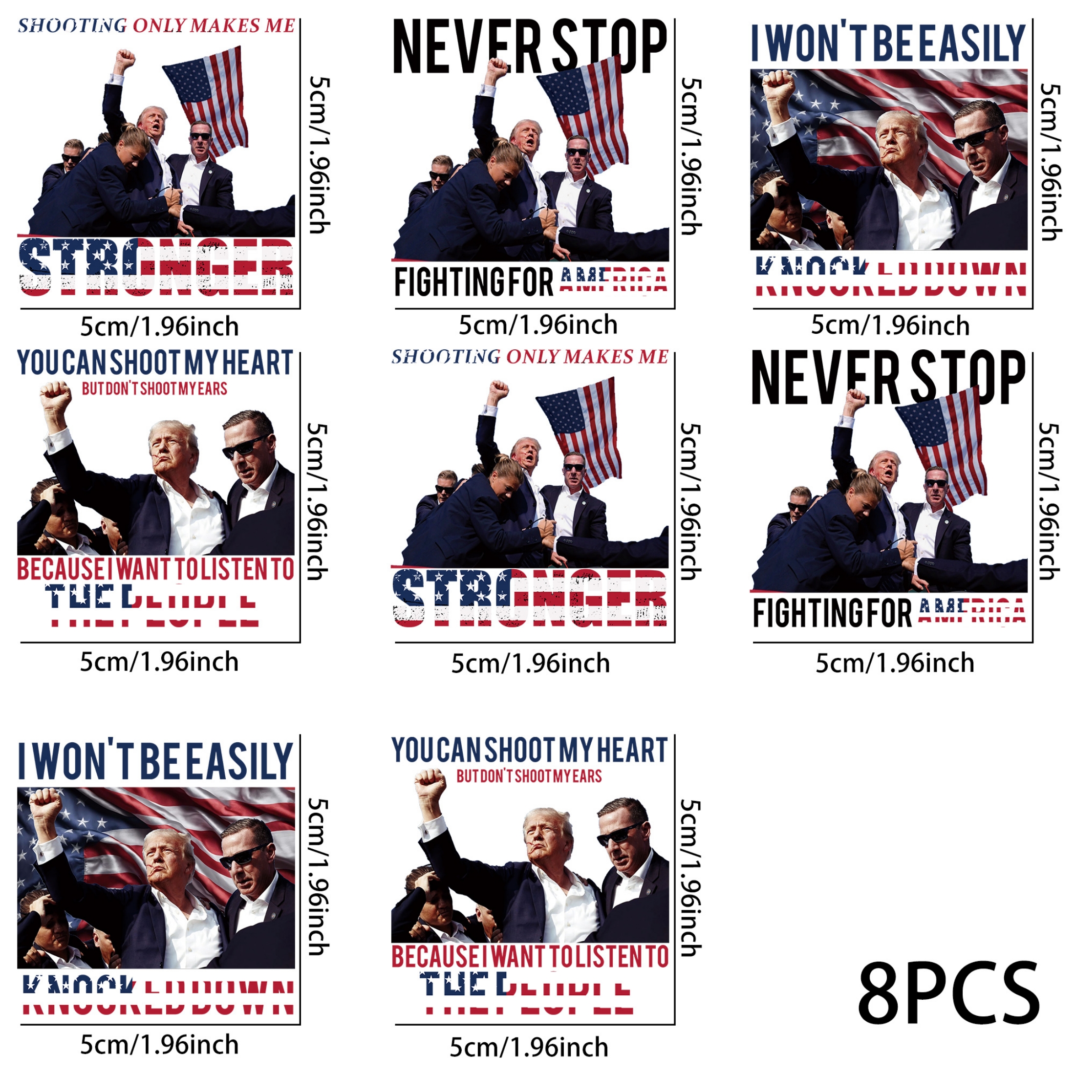 8pcs Trump 2024 UV DTF Cup Stickers, Waterproof Sticker Pack For