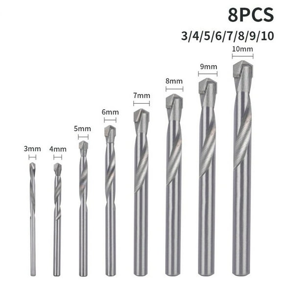 8pcs Tungsten Carbide steel hard Alloy drill stainless steel spring steel 3-10mm