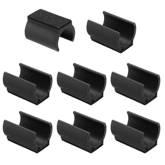 8pcs U Chair Leg Caps, 25mm U Shaped Chair Leg Floor Protectors Chair Foot Rectangle Chair Leg Tips Covers with Felt Pads Slide Smoothly for Hardwood Floors, Black