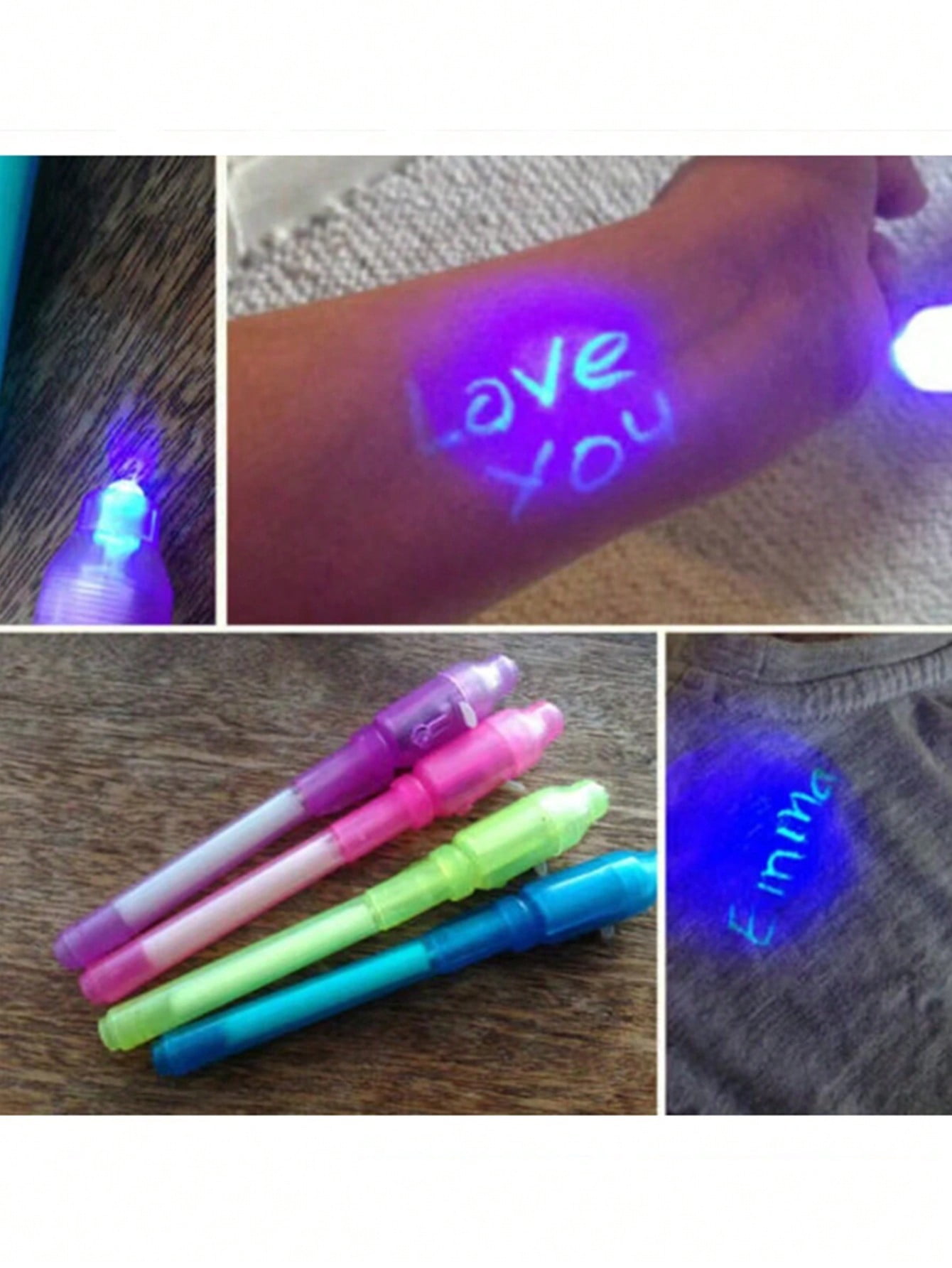 8pcs Upgraded Invisible Ink Pen Set With UV Light Spy Pen Magic Marker ...