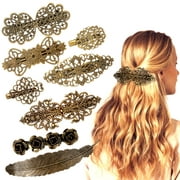 8pcs Vintage Metal Hair Clips, EEEkit Retro French Hair Barrettes for Women and Girls, Bronze Hair Pins in Different Patterns