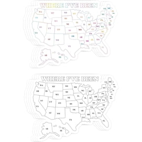 8pcs Where I've Been Map Sticker 3.8x4.8 Inch-Track Journal Labels Visited map Travel Sticker Coloring Travel Decal
