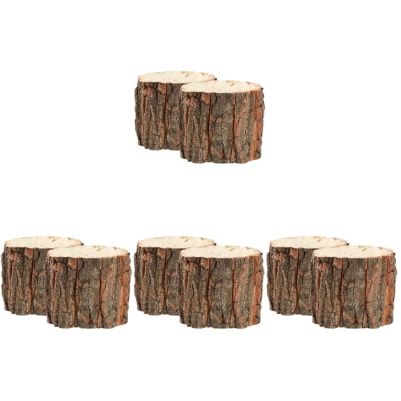 8pcs Wood Stump Flower Pot Tree Stump Decor Wood Barrel Planter Farmhouse Planters