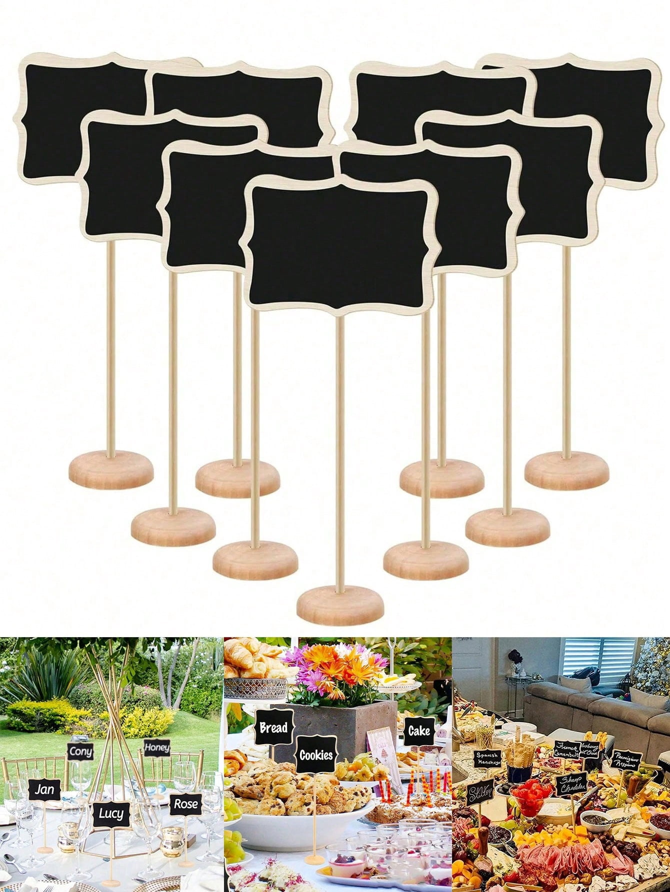 8pcs Wooden Mini Chalkboard Signs With Stands Party Buffet Food Labels ...