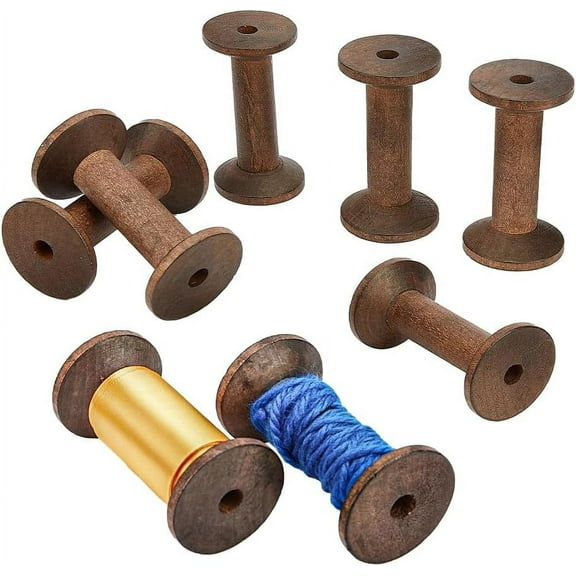 8pcs Wooden Spools 3.1 inch Sewing Bobbins Empty Embroidery Thread Spool Wire Weaving Bobbins for DIY