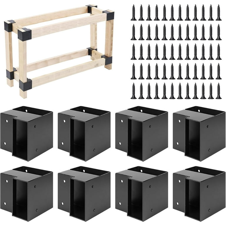Rasugarlary 8-Pack Steel Workbench Brackets - 3-Way Corner Kit For 2x4 Lumber, Black, Heavy Duty