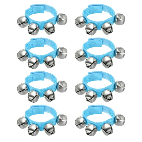 8pcs Wrist Bells, Jingle Bells Ankle Bells Percussion Instruments Musical Rhythm Band 4 Silver Bells, Dark Blue