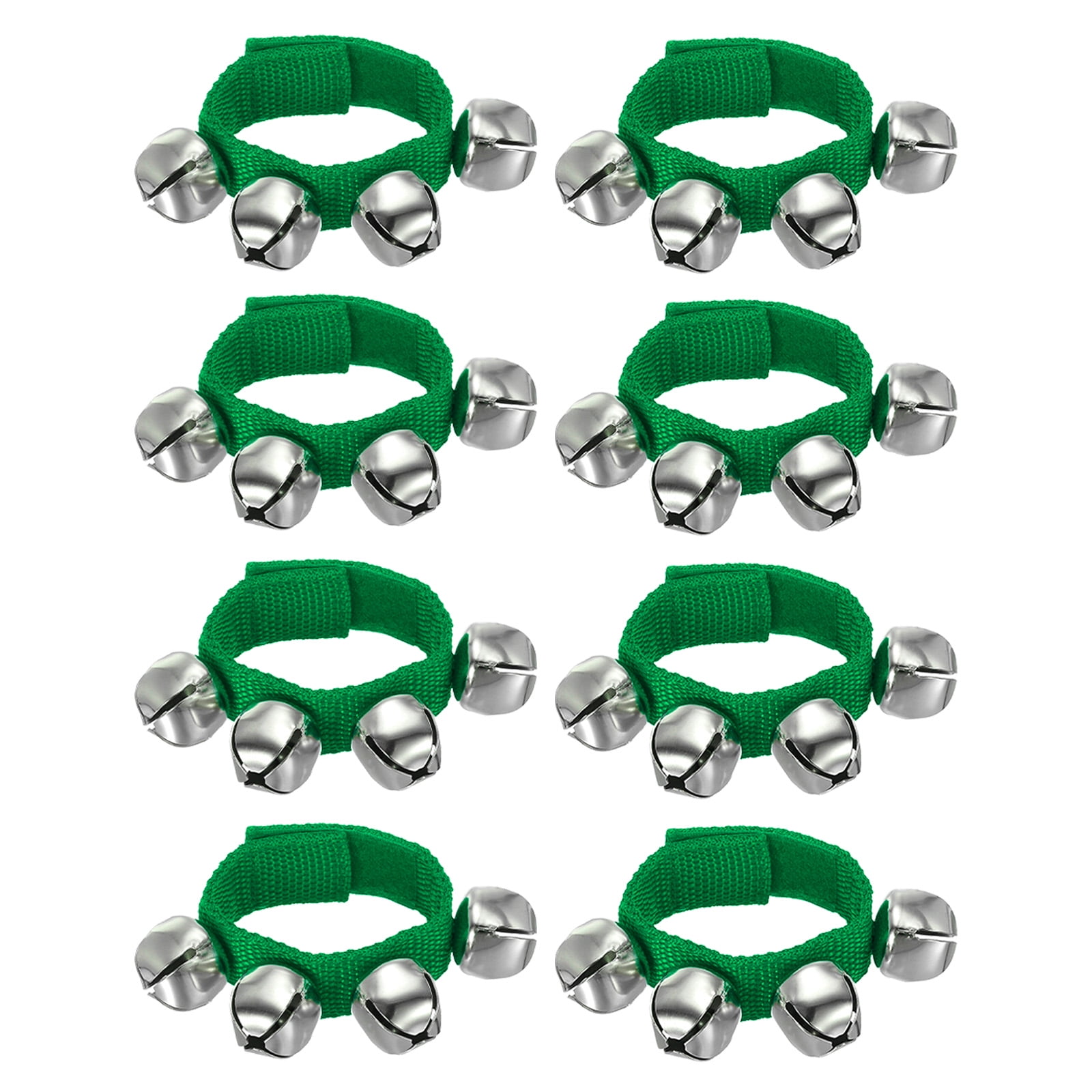 8pcs Wrist Bells, Jingle Bells Ankle Bells Percussion Instruments Musical Rhythm Band 4 Silver Bells, Dark Green