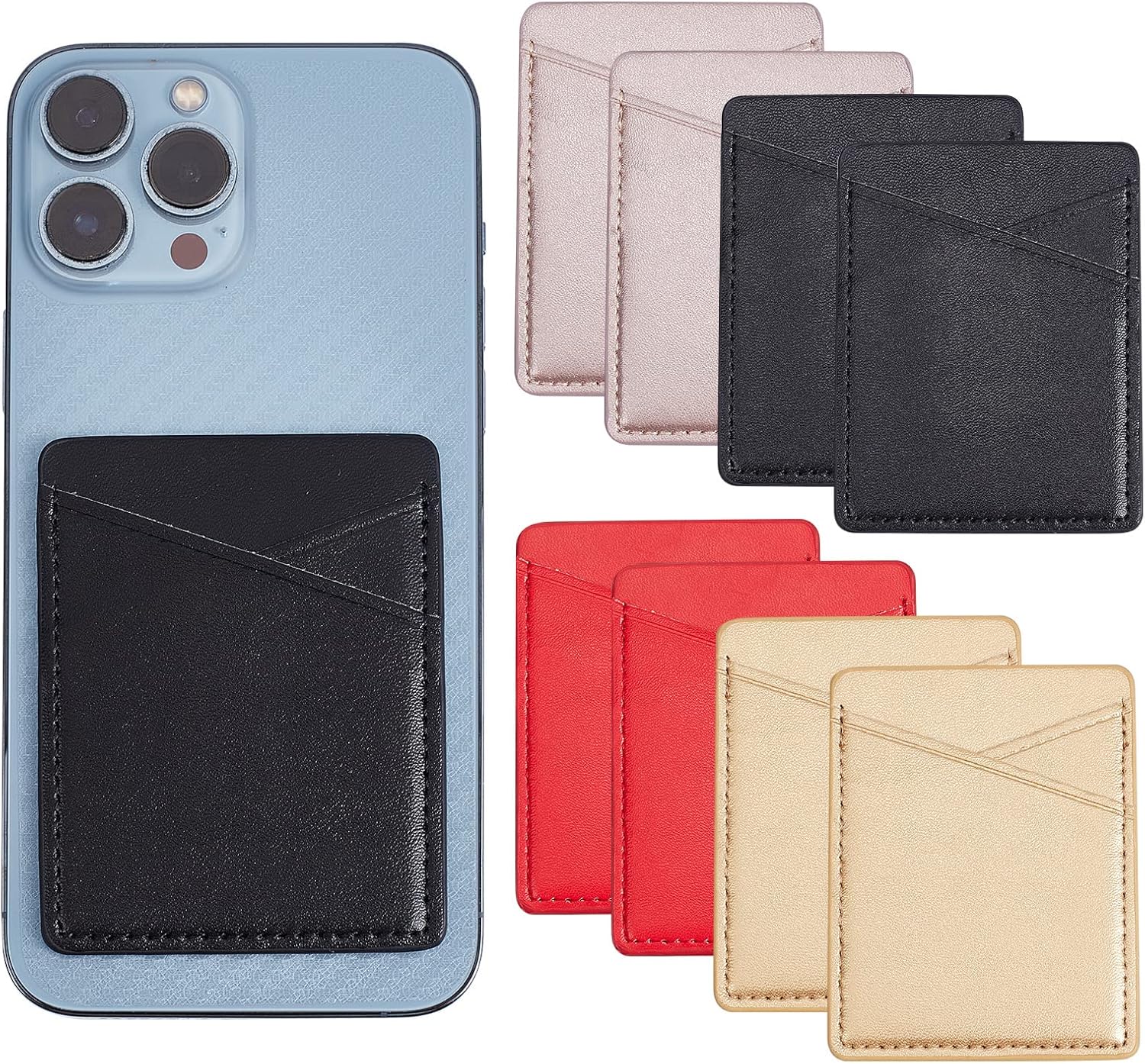 8pcs one Card Holder 4 Colors Self Adhesive one Card Pocket PU Leather ...