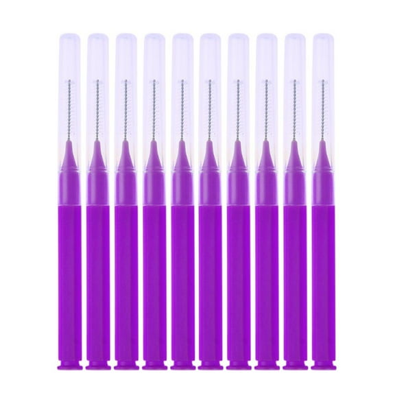 8pcs/pack Dental Floss I-Type Tooth Floss Picks Interdental Brush Dental Cleaning Brushes Oral Hygiene Tool (Purple)