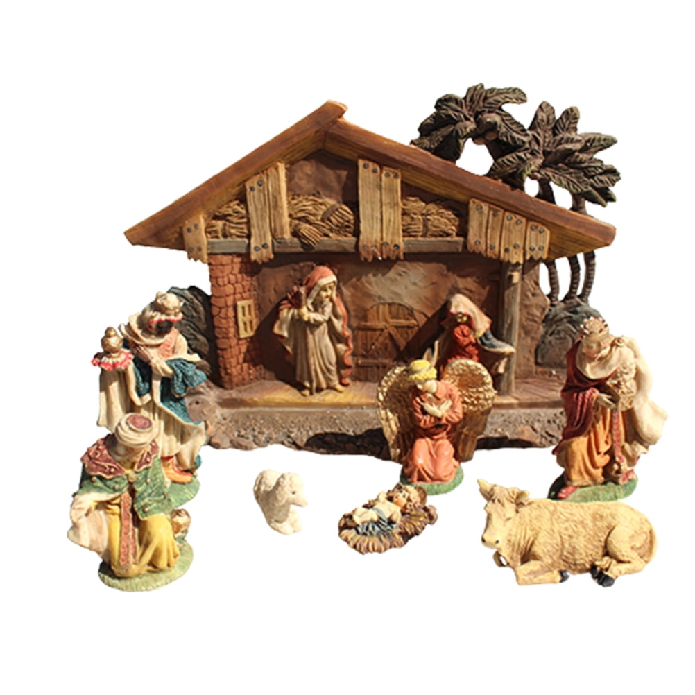 8pcs/set Christmas Nativity Scene Resin Nativity Figurines Ornament