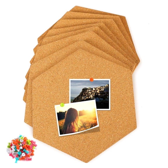 8pcs/set Cork Wood Board Adhesive Bulletin Notice Message Boards Photo Hanging Home Decor
