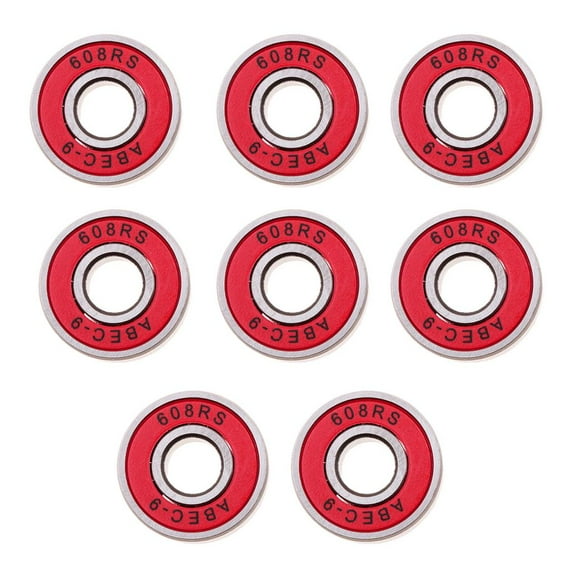 8pcs/set Skate Bearings, 608 ABEC Bearings for Skate/Skateboard/Longboard/Roller Skate Bearings 8mm X 22mm X 7mm - Red, 28x8x7mm