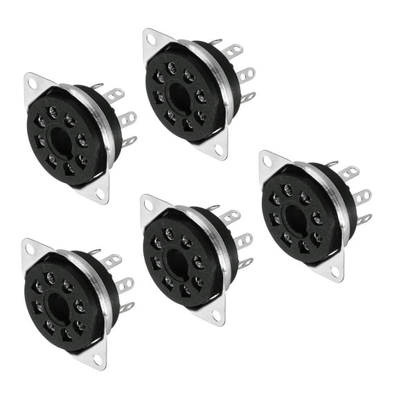 8pin PCB Tube Socket Ceramics, Vacuum Tube Protect Tube Socket Black for 12AX7, 12AU7 Tube Pack of 5,GZS8-B1