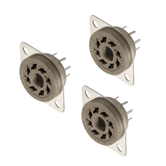 8pin PCB Tube Socket Ceramics, Vacuum Tube Protect Tube Socket Brown for 12AX7, 12AU7 Tube Pack of 3,GZS8-F1