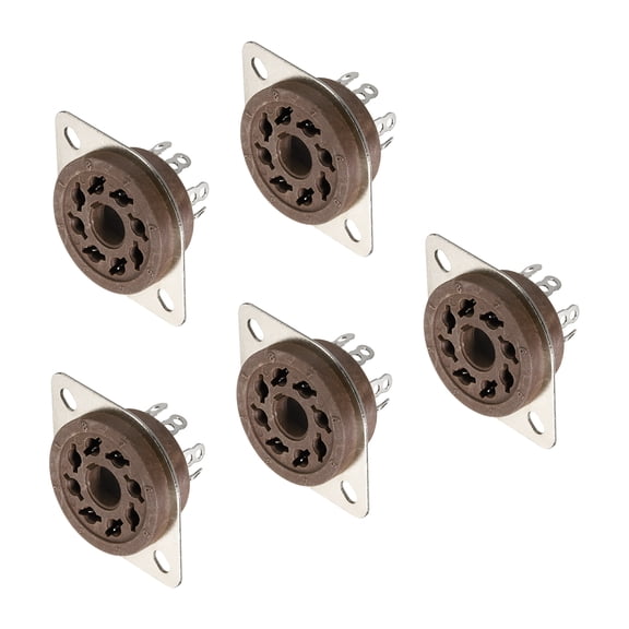 8pin PCB Tube Socket Ceramics, Vacuum Tube Protect Tube Socket Brown for 12AX7, 12AU7 Tube Pack of 5,GZS8-F2