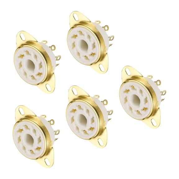 8pin PCB Tube Socket Ceramics, Vacuum Tube Protect Tube Socket White for 12AX7, 12AU7 Tube Pack of 5,GZC8-Y-6-G