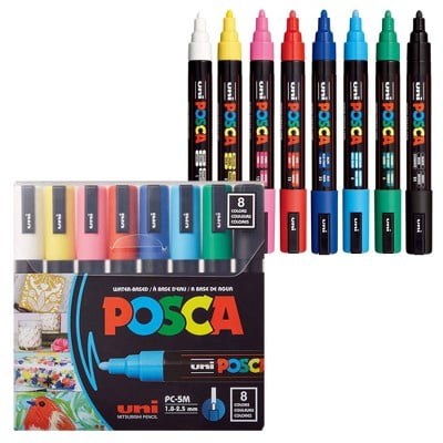 8pk PC-5M Water Based Paint Markers Medium Point 1.8-2.5mm in Assorted Colors