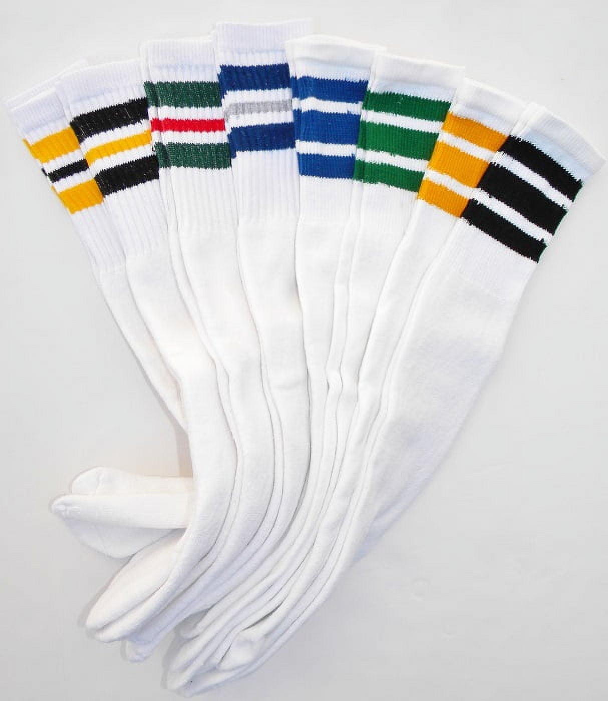 8pk classic old school White Striped Tube Socks