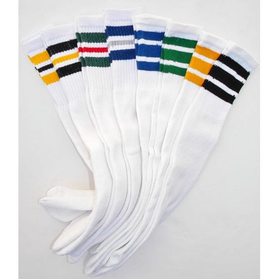 8pk classic old school White Striped Tube Socks