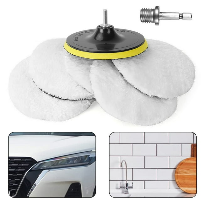 8psc Buffing Polishing Pads Wool Wheel Mop Set Car Polisher Pad Drill Adapter