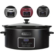 8qt Large Programmable Slow Cooker with Removable Ceramic Pot for Family Dinner Kitchen, Dishwasher Safe - Black