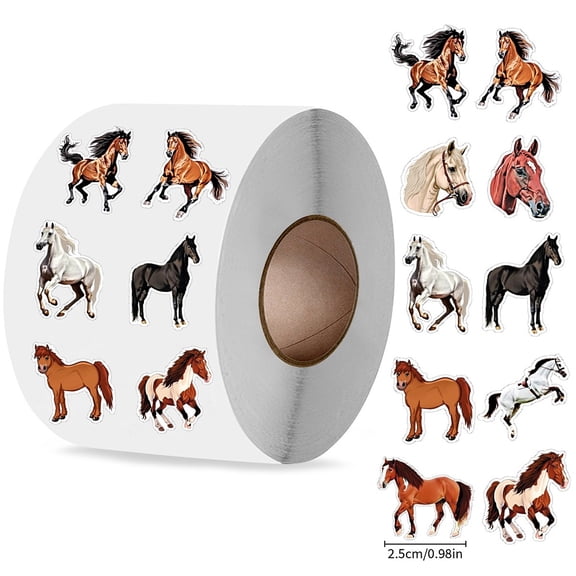8rolls Roll Stickers 10 Different Designs Decorative Sealing Stickers Animal Horse 30x25mm 500pcs/roll