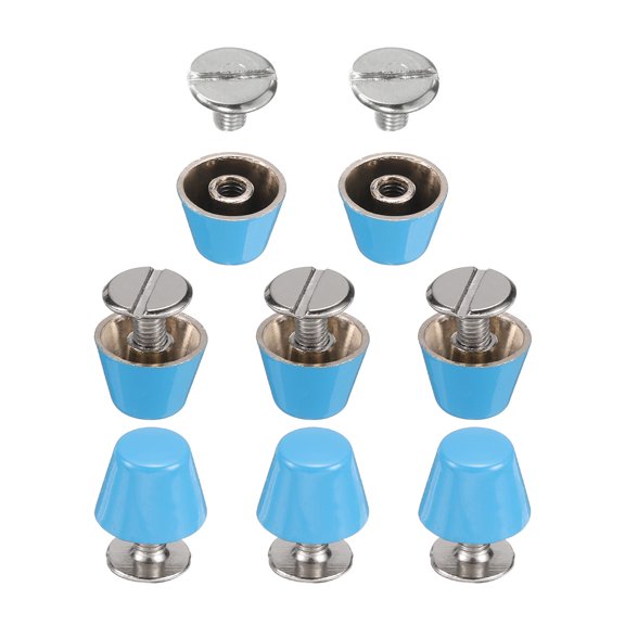 8set Flat Head Stud Spike 10mm Metal Purse Feet Handbag Nail Head Flat Buckle Rivets Bucket Spike Tool Set, Blue