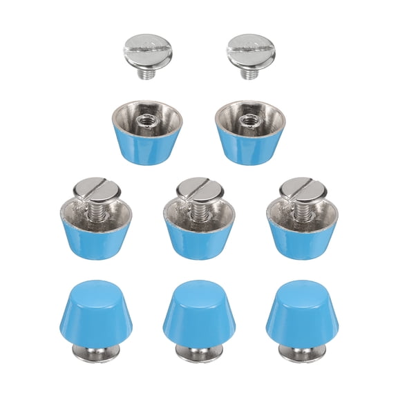 8set Flat Head Stud Spike 12mm Metal Purse Feet Handbag Nail Head Flat Buckle Rivets Bucket Spike Tool Set, Blue