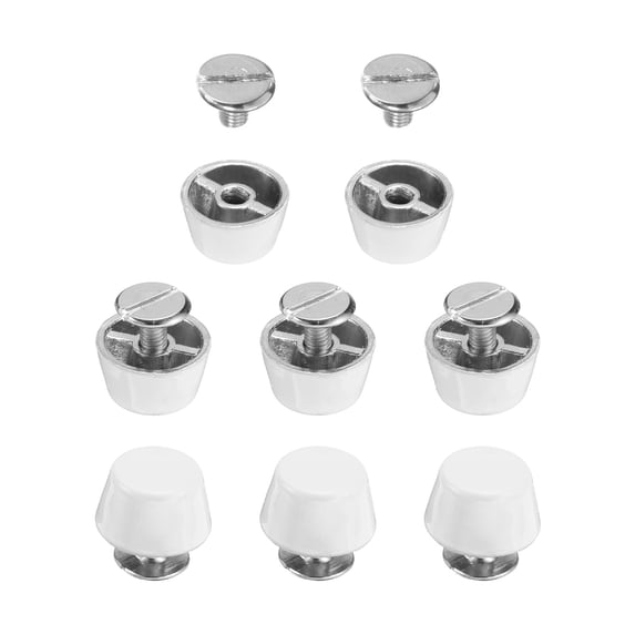 8set Flat Head Stud Spike 12mm Metal Purse Feet Handbag Nail Head Flat Buckle Rivets Bucket Spike Tool Set, White