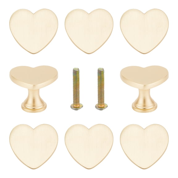 8sets Alloy Drawer Knob with Screw Cabinet Pulls Handles for Drawer Accessories Heart golden 32x34x25mm Hole: 3.8mm