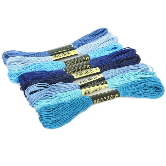 8sets Crochet Threads Embroidery Threads Yarn for Lace Hand Knitting Blue 1.4mm about 8.20 Yards(7.5m)/skein 8 skeins/set