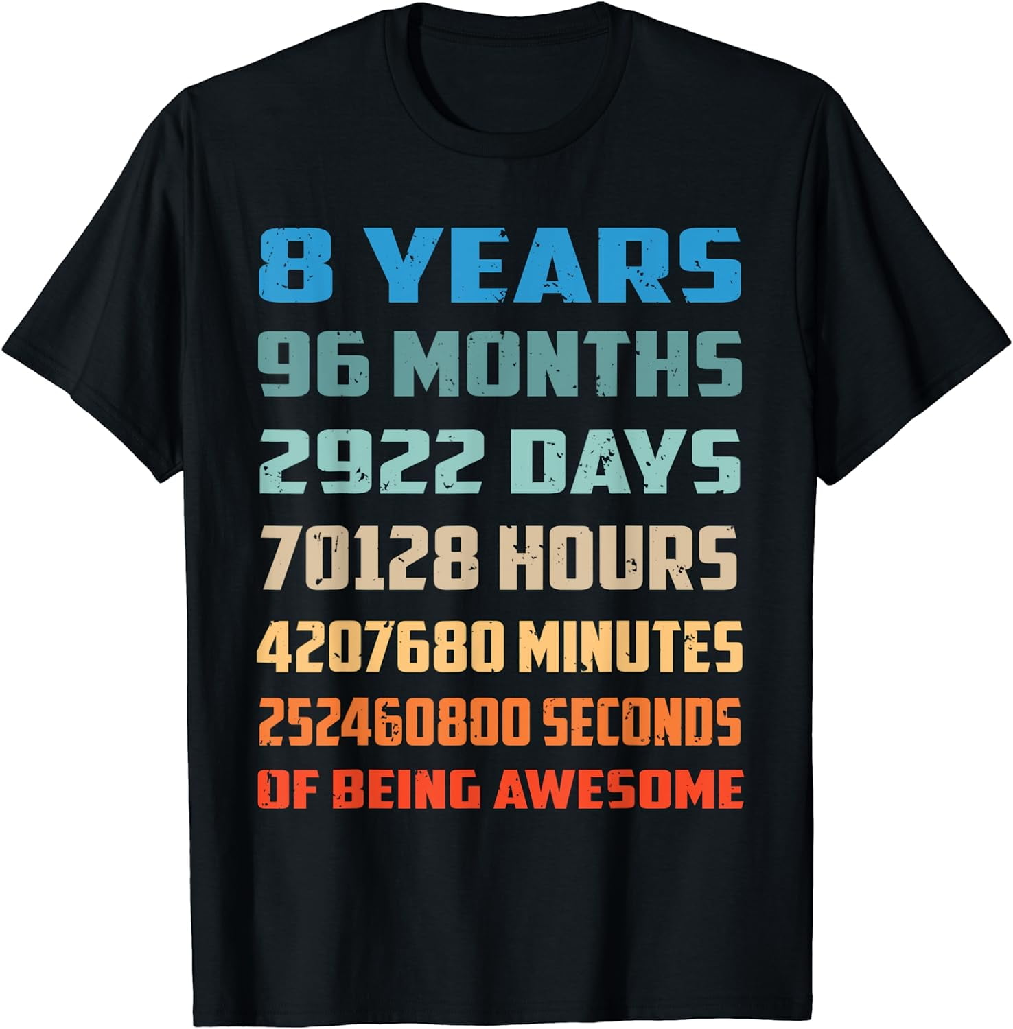 8th Birthday Boy Kids Youth Shirt 8 Years Old Being Awesome T-Shirt ...