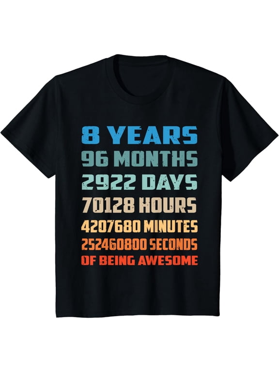 8th Birthday Boy Kids Youth Shirt 8 Years Old Being Awesome T-Shirt