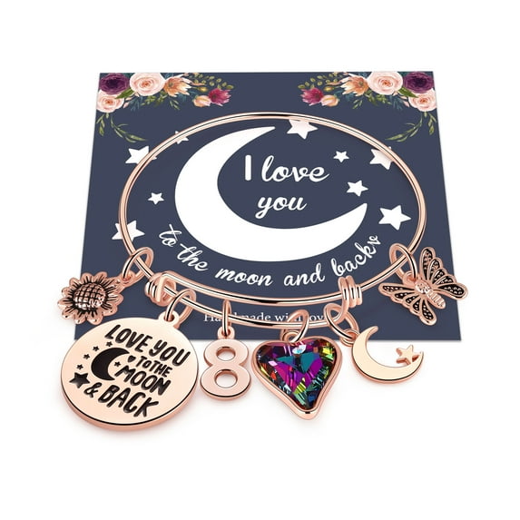 8th Birthday Bracelet Gifts for Girls, Eight 8 Year Old Girls Gifts Birthday Charm Bracelet Little Girls Daughter Granddaughter Girls Birthday Gifts Happy 8th Birthday